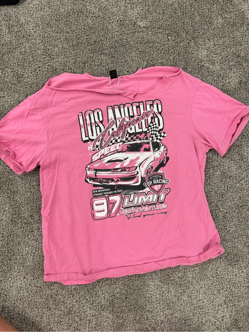 SHEIN Pink Los Angeles Racing Graphic Tee